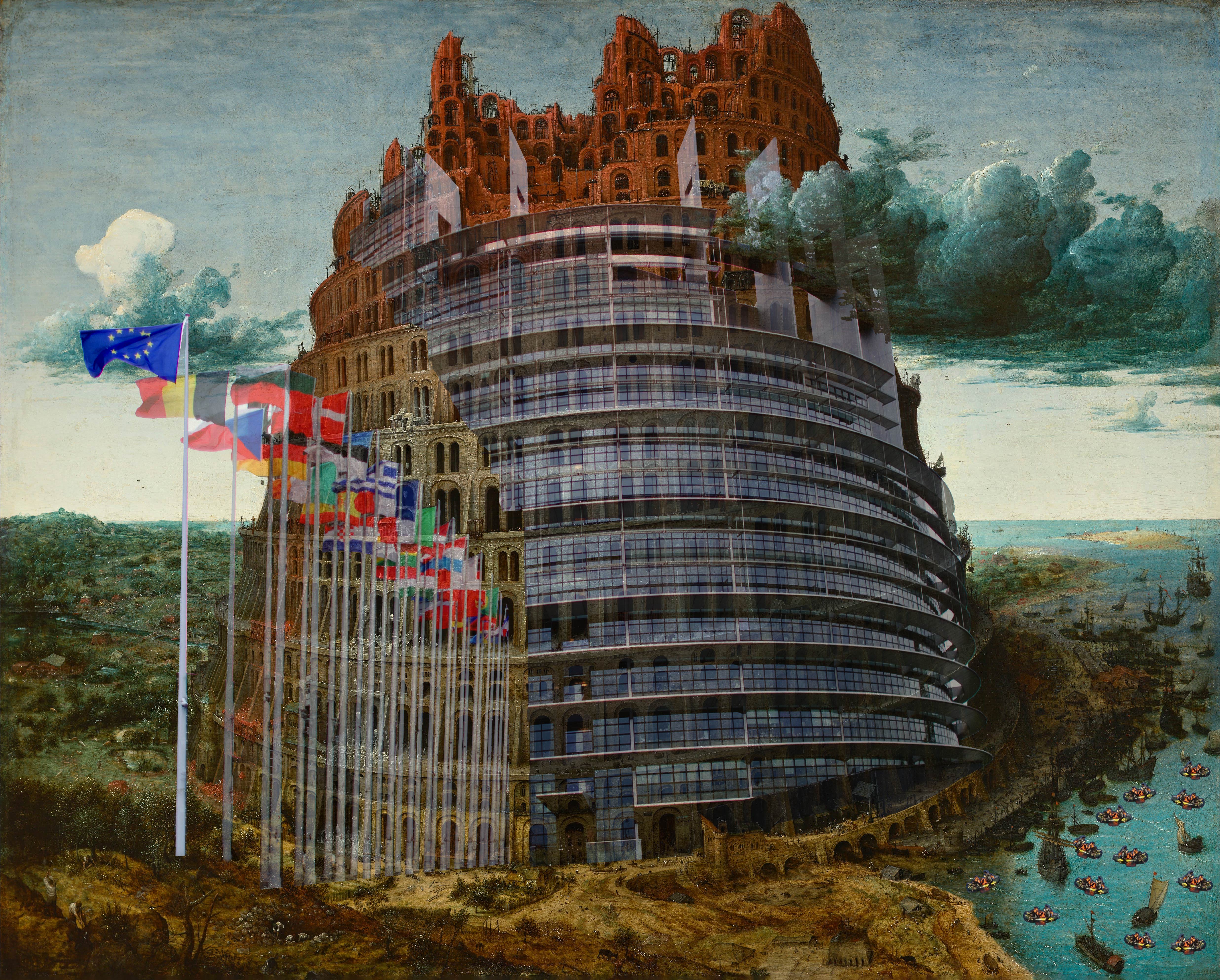 Pastiche Pieter Breughel. Babylon EU